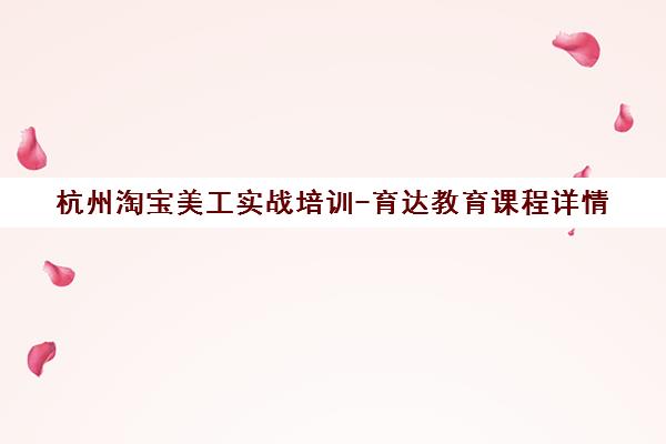 杭州淘宝美工实战培训-育达教育课程详情