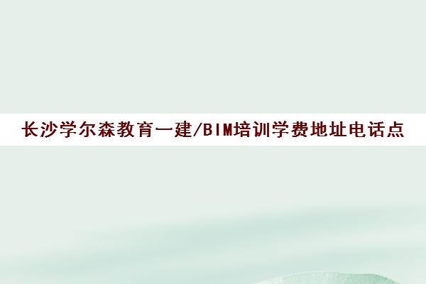 长沙学尔森教育一建/BIM培训学费地址电话点评