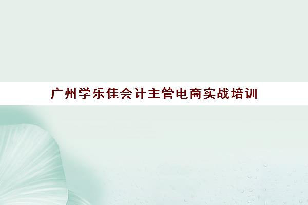 广州学乐佳会计主管电商实战培训 广州学乐佳会计主管电商实战培训