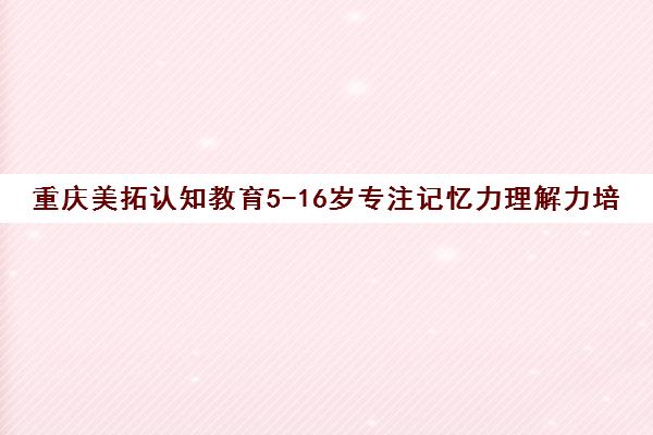 重庆美拓认知教育5-16岁专注记忆力理解力培训课程