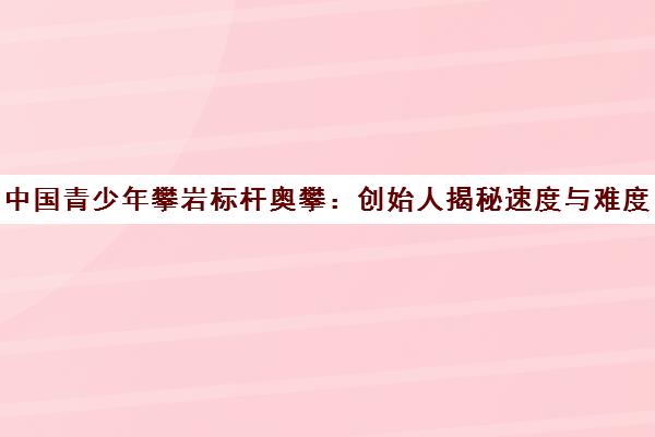 中国青少年攀岩标杆奥攀 创始人揭秘速度与难度双赛道 中国青少年攀岩标杆奥攀 创始人揭秘速度与难度双赛道
