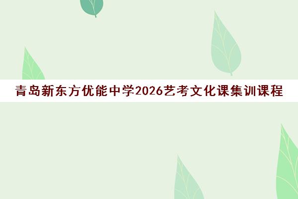 青岛新东方优能中学2026艺考文化课集训课程详情