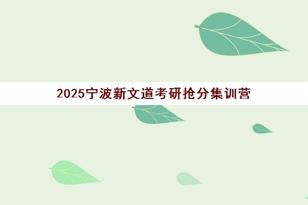 2025宁波新文道考研抢分集训营