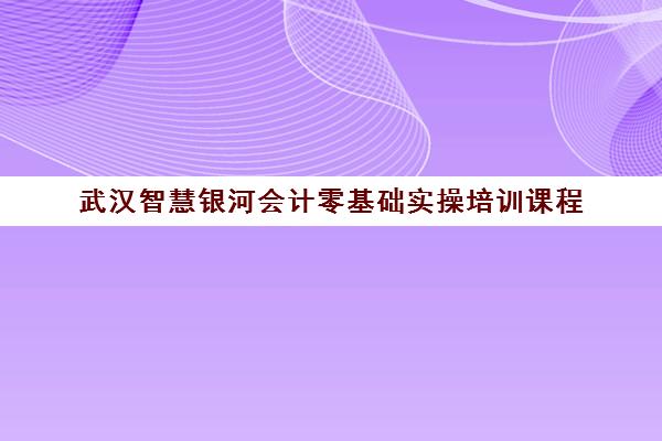 武汉智慧银河会计零基础实操培训课程