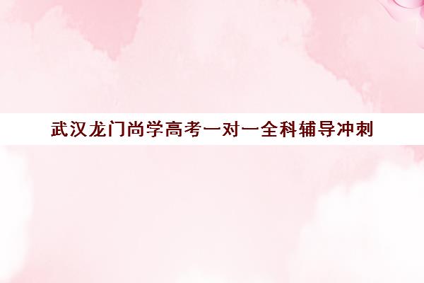 武汉龙门尚学高考一对一全科辅导冲刺