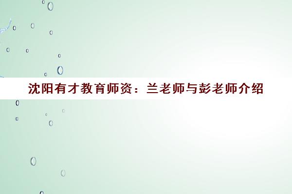 沈阳有才教育师资：兰老师与彭老师介绍