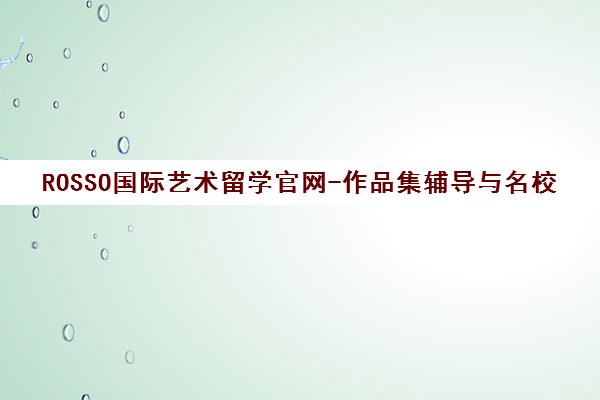 ROSSO国际艺术留学官网-作品集辅导与名校申请一站式服务