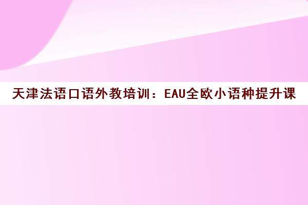天津法语口语外教培训 EAU全欧小语种提升课程