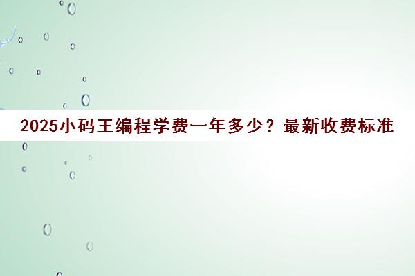 2025小码王编程学费一年多少?最新收费标准汇总