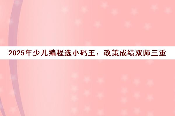 2025年少儿编程选小码王 政策成绩双师三重保障布局未来