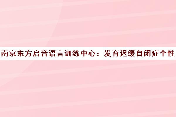 南京东方启音语言训练中心 发育迟缓自闭症个性化康复训练