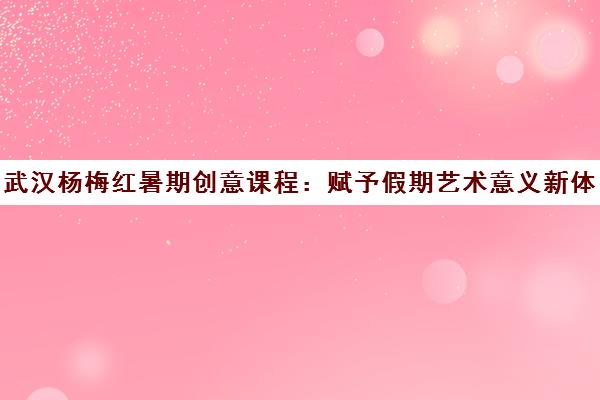 武汉杨梅红暑期创意课程 赋予假期艺术意义新体验