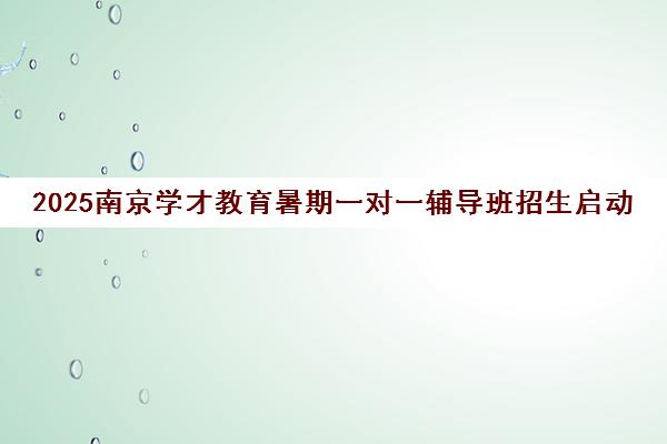 2025南京学才教育暑期一对一辅导班招生启动 报名享优惠