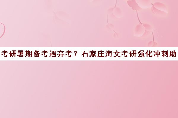 考研暑期备考遇弃考?石家庄海文考研强化冲刺助上岸!