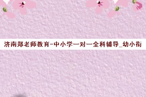 济南郑老师教育-中小学一对一全科辅导_幼小衔接/小升初/初高中课外培训