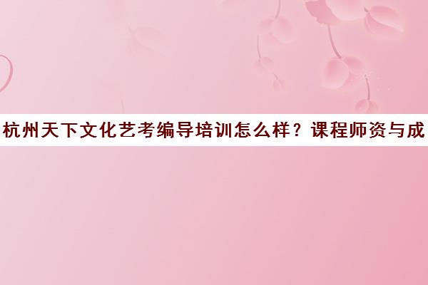 杭州天下文化艺考编导培训怎么样?课程师资与成绩介绍