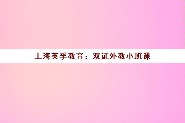 上海英孚教育 双证外教小班课 60年经验助力孩子自信开口