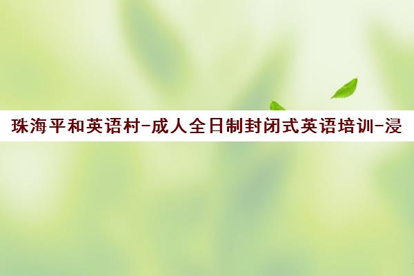 珠海平和英语村-成人全日制封闭式英语培训-浸泡式口语商务课程