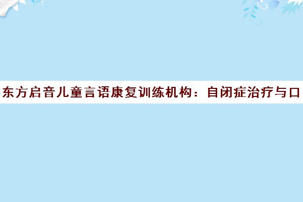 东方启音儿童言语康复训练机构 自闭症治疗与口碑之选