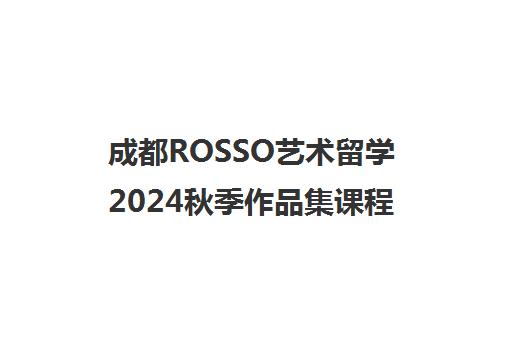成都ROSSO艺术留学2024秋季作品集课程全新上线