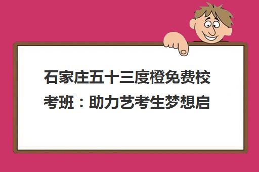 石家庄五十三度橙免费校考班 助力艺考生梦想启航！