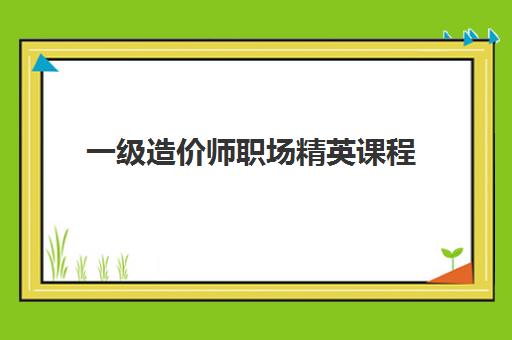 一级造价师职场精英课程