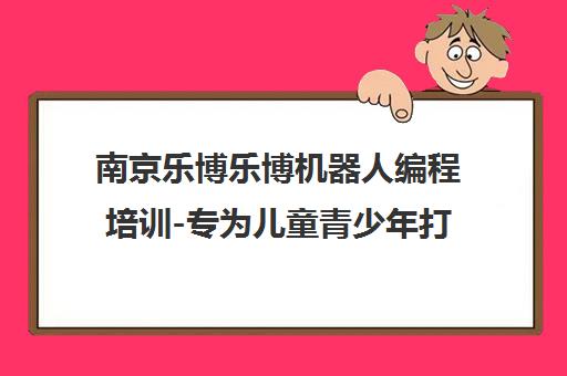 南京乐博乐博机器人编程培训-专为儿童青少年打造