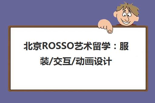 北京ROSSO艺术留学 服装/交互/动画设计作品集培训-名校申请