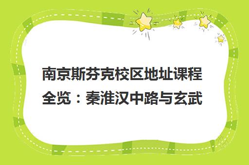 南京斯芬克校区地址课程全览 秦淮汉中路与玄武校区详情