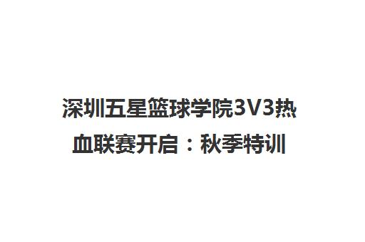 深圳五星篮球学院3V3热血联赛开启 秋季特训优惠中！