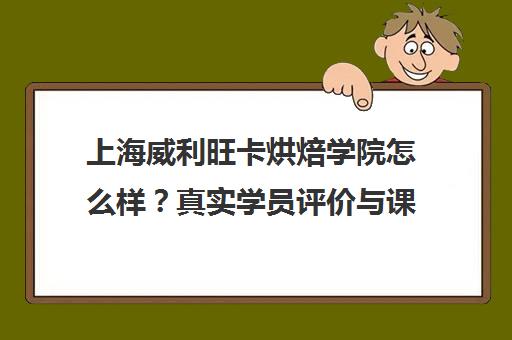 上海威利旺卡烘焙学院怎么样？真实学员评价与课程介绍