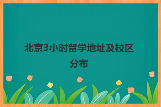 北京3小时留学地址及校区分布(含朝阳海淀顺义)