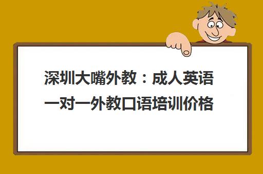 深圳大嘴外教 成人英语一对一外教口语培训价格地址电话全解析