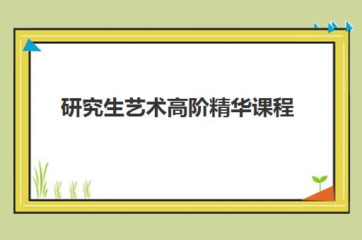 研究生艺术高阶精华课程 研究生艺术高阶精华课程