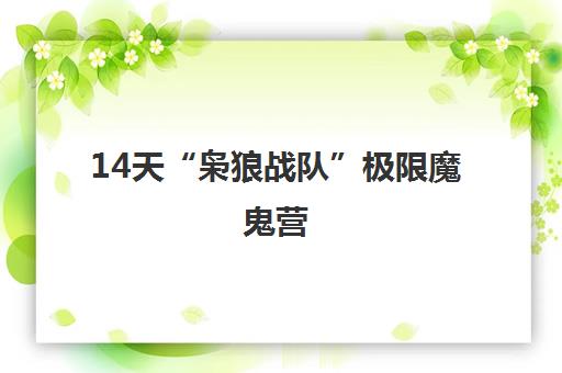 14天“枭狼战队”极限魔鬼营 14天“枭狼战队”极限魔鬼营