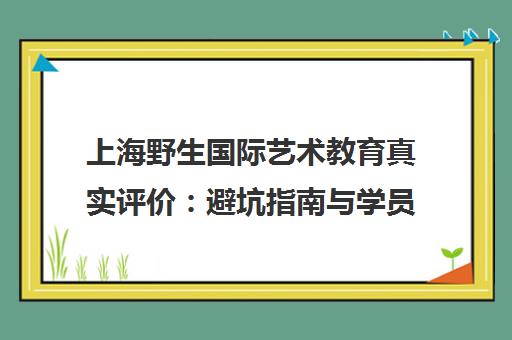 上海野生国际艺术教育真实评价 避坑指南与学员口碑全解析