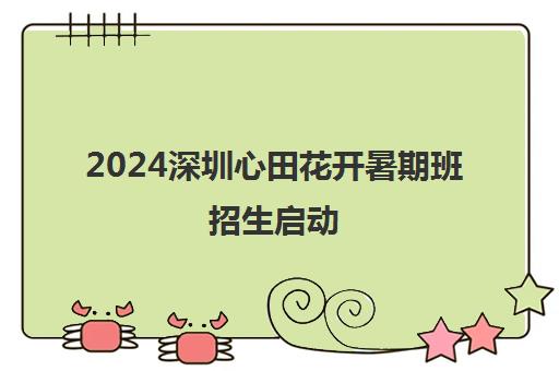 2024深圳心田花开暑期班招生启动 享优惠速看！