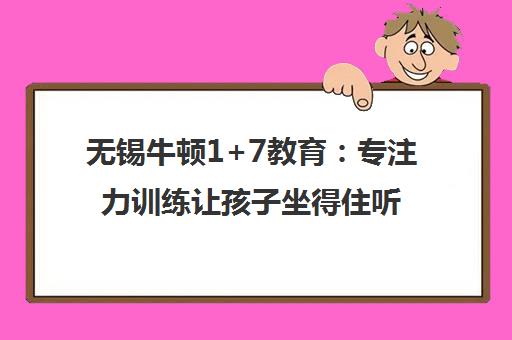 无锡牛顿1+7教育 专注力训练让孩子坐得住听得清 学习更高效