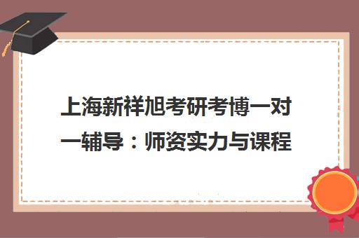 上海新祥旭考研考博一对一辅导 师资实力与课程效果解析