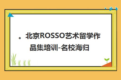 。北京ROSSO艺术留学作品集培训-名校海归师资 助您圆梦世界艺术名校