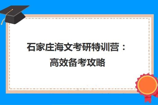 石家庄海文考研特训营 高效备考攻略 助你一战成硕