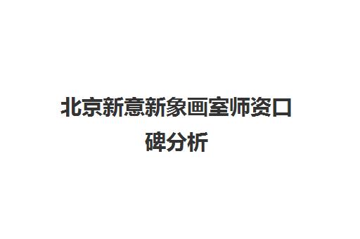 北京新意新象画室师资口碑分析 零基础入门指南