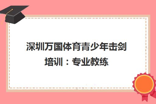 深圳万国体育青少年击剑培训 专业教练 成就未来之星