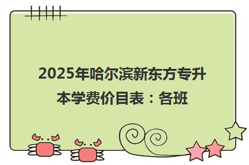2025年哈尔滨新东方专升本学费价目表 各班型收费标准与优惠