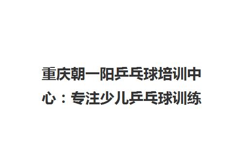 重庆朝一阳乒乓球培训中心 专注少儿乒乓球训练 全市18校区