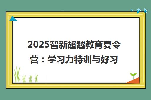 2025智新超越教育夏令营 学习力特训与好习惯养成营