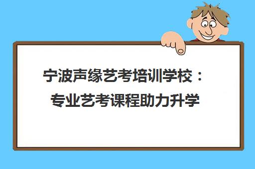 宁波声缘艺考培训学校 专业艺考课程助力升学