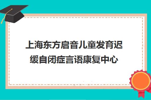 上海东方启音儿童发育迟缓自闭症言语康复中心 上海东方启音儿童发育迟缓自闭症言语康复中心