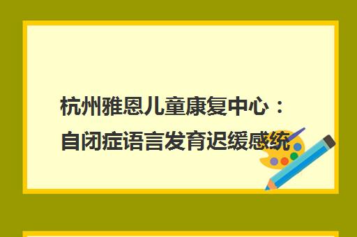 杭州雅恩儿童康复中心 自闭症语言发育迟缓感统训练机构