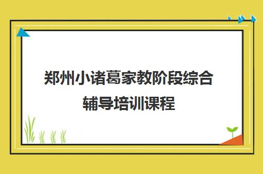 郑州小诸葛家教阶段综合辅导培训课程 郑州小诸葛家教阶段综合辅导培训课程